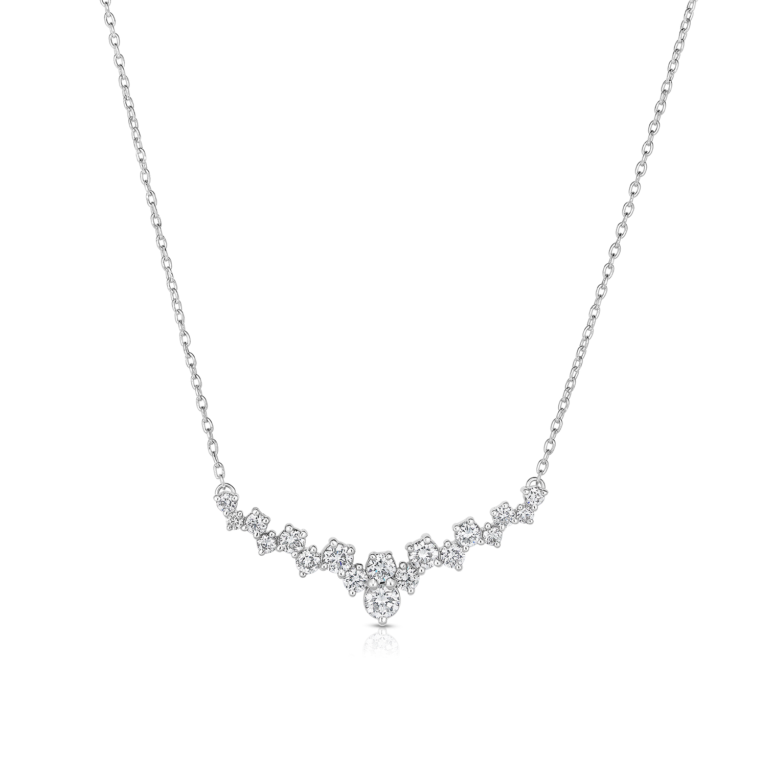 Sabel Collection White Gold Round Diamond "V" Pendant